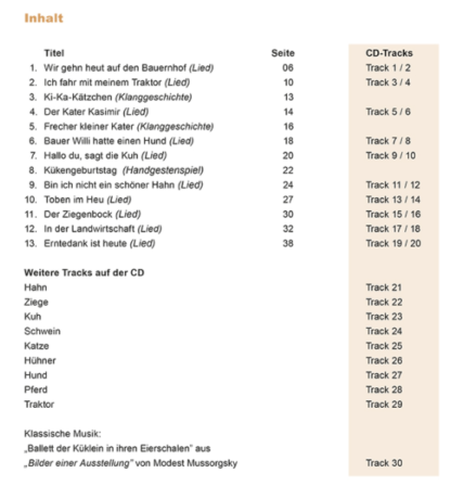 Bauernhof-Musik im Kindergarten - Liederbuch mit CD (Kopie) – Bild 2