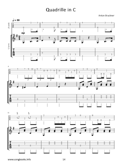 Anton Bruckner – 5 weltliche Werke – Duette für Gitarre & Ukulele (mit Online Sounds) – Bild 3
